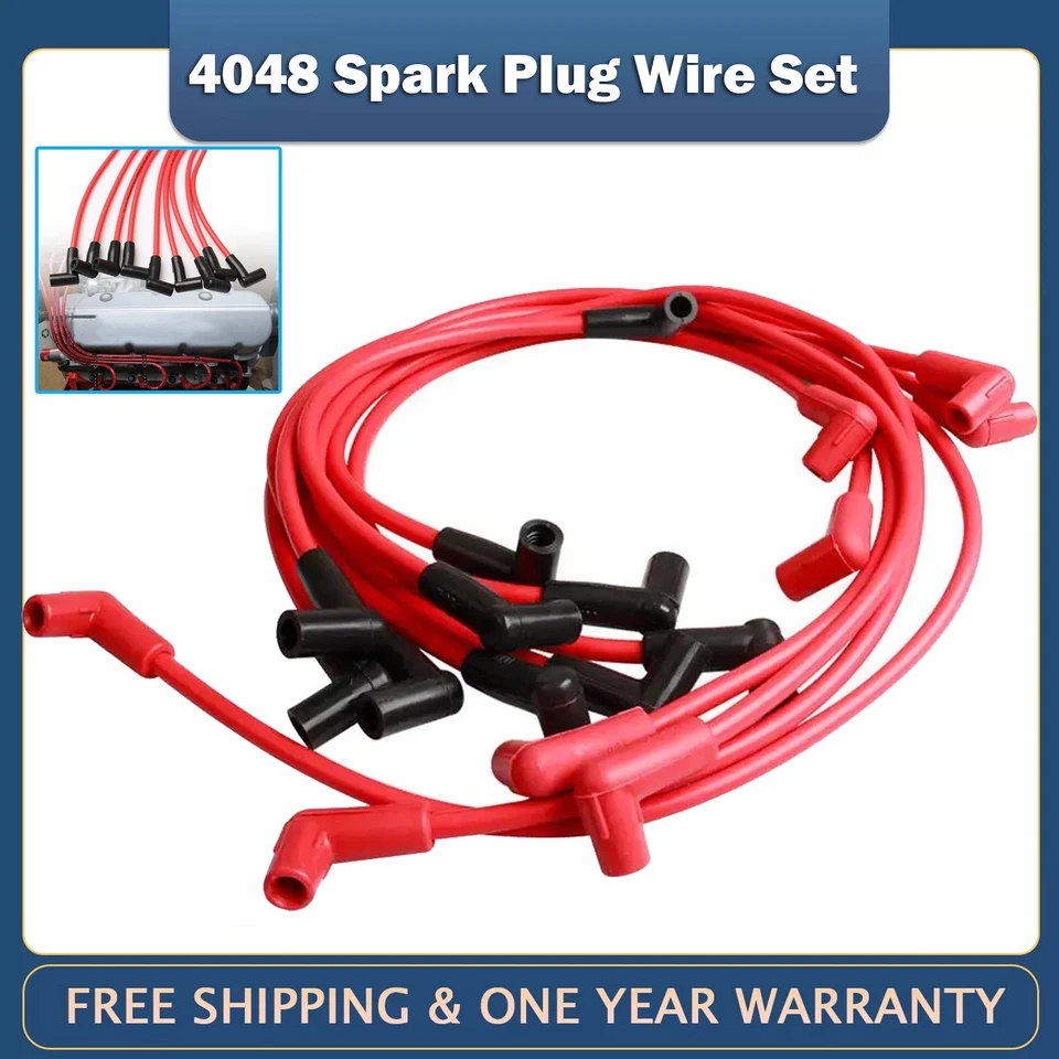 8mm Spark Plug Wire Set for Chevy GMC 305 350 5.7L 305 4048 HEI 90 Over V8 SBC - Image 1 of 4