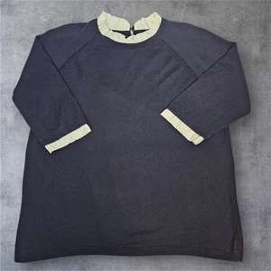 Talbots Navy Blue Ruffled Collar 3/4 Sleeve Knit Sweater Top Plus Size 2X H58 - Picture 1 of 8