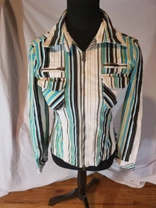 Vtge Y2K Wet Seal Full Zip Striped Corduroy Light Weight Jacket Size M - Picture 1 of 7