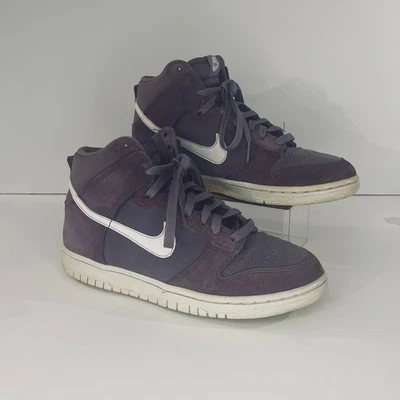 Nike Dunk High GS Sneakers Kids Size 6.5Y Suede Purple White Athletic Shoes - Image 1 of 4