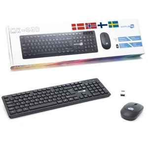 Kit Mouse And Keyboard Wireless Qwerty Black Kit Set M&K Nordic Swe No Dk Fi _ - Picture 1 of 6