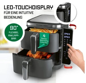 GOURMETmaxx Heißluftfritteuse. Doppelkammer,bis 4 Speisen Gleichzeitig;) Familie - Bild 1 von 8