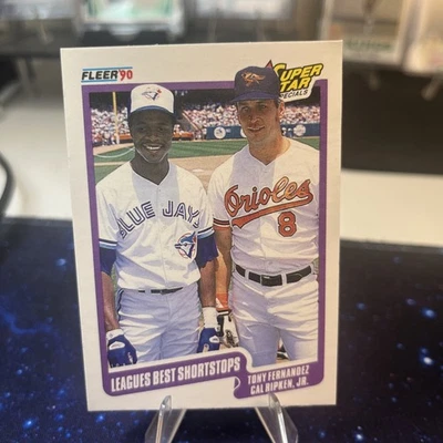 1990 Fleer Tony Fernandez/Cal Ripken, Jr. #634 Toronto Blue Jays Orioles HOF - Image 1 of 2