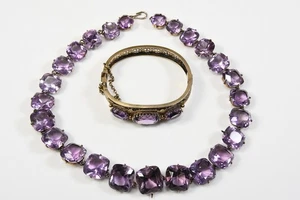 Q36Z52- Schmuckset mit mit Amethyst Silber geprüft Collier und Armreif - Picture 1 of 12