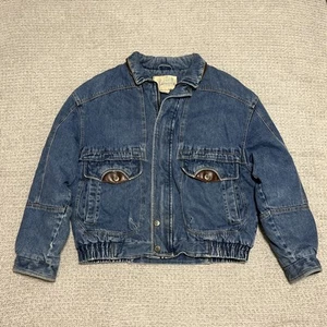 Vintage Faded Glory Denim Chore Mantel Herren groß Thermo gefüttert Lederkragen - Bild 1 von 9