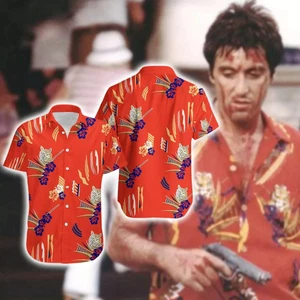 Camisa Tony Montana Scarface Hawaiana Scarface Verano Hawaiana Tony Montana Corta - Imagen 1 de 2