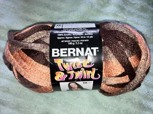 NEW Bernat Twist&Twirl Ruffle Yarn Almond Fudge Variegated Browns Ribbon Yarn - Picture 1 of 2