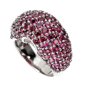 925 Sterling Silver Ring Round Rhodolite Garnet Sapphire Gemstone Jewelry 8 - Picture 1 of 9