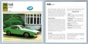Saab - Sonett - 1966-74 Sports - Classic Cars Collectors Club Card - Picture 1 of 1