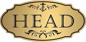 Gold "Head" Door Sign Wall Plaque Nautical Boat Beach - Free Shipping - Picture 1 of 1