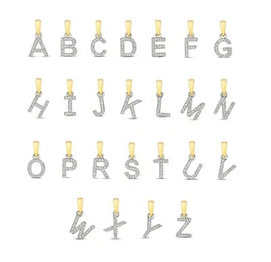 Diamond Initial 9ct Gold Yellow Pendant for Necklace Letter Charm Solid Diamond - Imagen 1 de 10