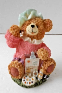 CUTE ARTISTIC BEAR PAINTING FIGURINE 5 INCHES ~ NEW - Picture 1 of 4