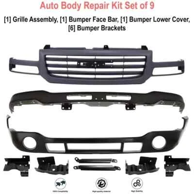 Front Bumper Primed / Grille Kit For 2003-2007 GMC Sierra 1500 2500 HD | 3500 - Image 1 of 4
