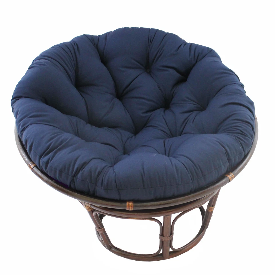 International Caravan Rattan Papasan Chair With Solid Twill Cushion