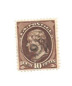 US Scott # 209b, 10 cent black brown, Jefferson, 1882, VF-XF, scv $450 - Picture 1 of 2