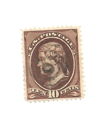 US Scott # 209b, 10 cent black brown, Jefferson, 1882, VF-XF, scv $450 - Image 1 of 2