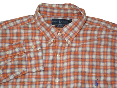 Ralph Lauren Para Hombre Talla - 2XL Naranja Cuadros Manga Larga Abotonada Blake XXL Foto 1 de 4