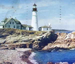 FIRST USA Lighthouse Portland Head Light Cape Elizabeth ME Vintage Postcard 3 - Picture 1 of 3