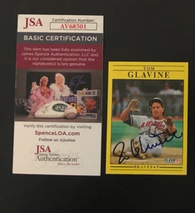 Tom Glavine 1991 Fleer Auto JSA COA - Picture 1 of 1