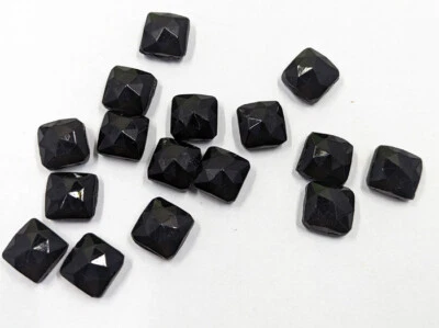 16 cuentas de luto de vidrio negro antiguas vintage de 1800 cabeza de clavo 2 agujeros C29-60 Foto 1 de 4