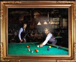 Doc Holliday Wyatt Earp Billiards Pool Game Cig Sporting Art 1880's SIGNED Print - Picture 1 of 3