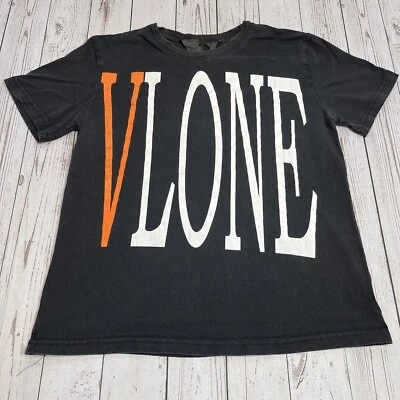 Camiseta Vlone Staple Para Hombre Pequeña Negra Naranja Blanca Manga Corta Gráfica Camiseta Foto 1 de 4