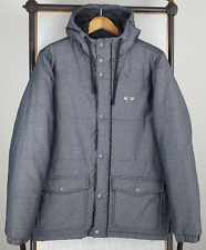 OAKLEY Size Medium Mens Hooded Full Zip Insulated Winter Jacket Coat Gray Bomber