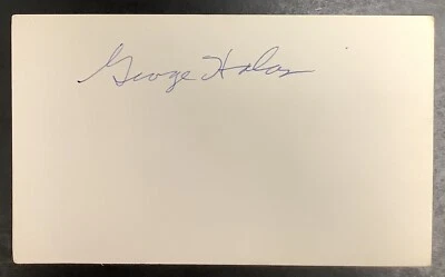 George Halas Signed Index Card NFL Football HOF Autograph Chicago Bears JSA - Image 1 of 2