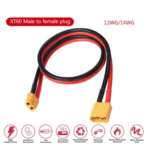 XT60 Connector Plug Extension Cable Male to Female 12/14AWG For RC Lipo Battery - Picture 1 of 20