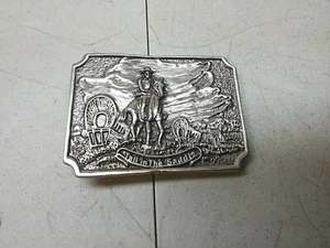 Silver Colored Tall In The Saddle No 2083 Belt Buckle Vintage Western Wear - Picture 1 of 6