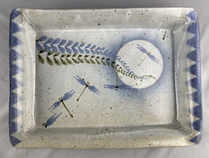 Mel CORNSHUCKER Native American Pottery Dish DRAGONFLIES 9.25" x 12.75" x 1.75" - Picture 1 of 7