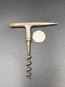 Vintage Nickel Plated Steel Direct Pull Corkscrew With Wax Pick - Picture 1 of 7