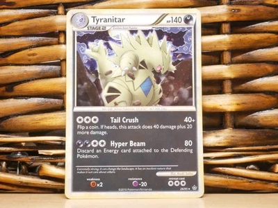 Pokemon TYRANITAR 26/95 HOLO RARE SWIRL | D Damaged | HS Unleashed | 2010 - Image 1 of 3