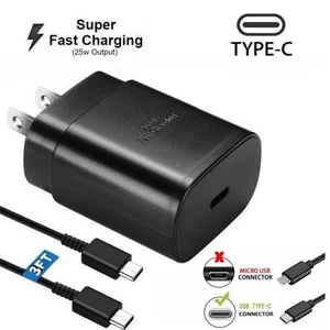 Chargeur Mural Rapide USB-C 25W + Câble 3FT pour Samsung Galaxy S20 S21 S22 S23 5G - Photo 1/15
