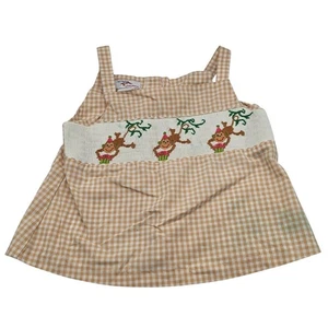 Canotta Silly Goose Boutique bambino 4T affumicata a mano scimmia cupcake gingham - Foto 1 di 5