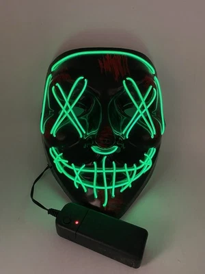 Halloween Mask LED Animated Light Up Scary Purge Flashing - Image 1 of 3