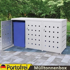 3er Mülltonnenbox Müllbox Edelstahl 240L Mülltonnenverkleidung Gartenbox Silbern - Bild 1 von 10