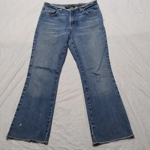 Pantalones de mezclilla Express Vintage Y2K cintura deshilachada pierna acampanada festival talla 5/6S - Imagen 1 de 9
