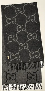 GUCCI Cashmere Jacquard GG Logo Grey Scarf - Bild 1 von 9