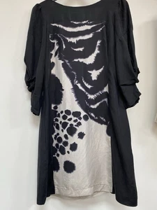 Warehouse Damen grau Seide Kleid Größe 12 geraffte Ärmel Detail - Bild 1 von 6