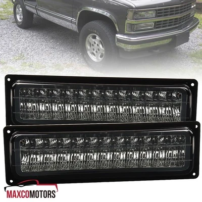 Smoke Bumper Lights Fits 1988-1998 Chevy GMC C10 C/K 1500 2500 LED Signal Lamps - Image 1 of 4