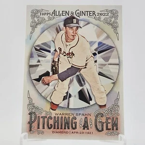 2022 Allen and Ginter Pitching A Gem #PAG-2 Warren Spahn  - Boston Braves - Picture 1 of 2