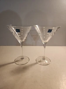 Mikasa Cheers Martini Glasses Set of 2 Etched Glasses Made in France 10 oz. - Picture 1 of 2