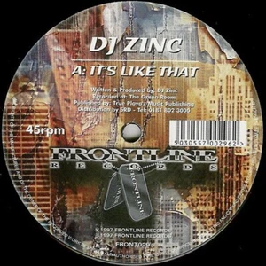 DJ Zinc - Its Like that 12” Vinyl Frontline DJ Hype Jungle Drum & Bass VG+/VG - Picture 1 of 2