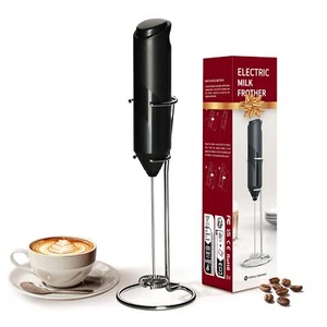 Electric Milk Frother Handheld with Stainless Steel Stand Battery Operated Whisk - Picture 1 of 7