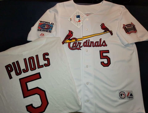 20328 St Louis Cardinals ALBERT PUJOLS 2006 World Series Baseball Jersey WHITE Cover