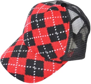 ARGYLE Karo Baseball CAP / Gorra - Negro/Rojo Rockabilly - Imagen 1 de 3
