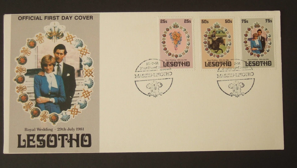 Лесото 1981 Королевская свадьба FDC Обложка Первого Дня Принц Чарльз Диана - Изображение 1 из 1