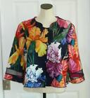 Joseph Ribkoff Art-to-Wear Irises Scuba Knit & Mesh Open Topper Jacket US14 UK16