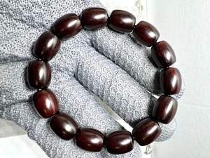 小叶紫檀ZT107 Indian Red Sandalwood Date Shaped Beads 12x15 mm Gold Stars Smooth - Picture 1 of 8